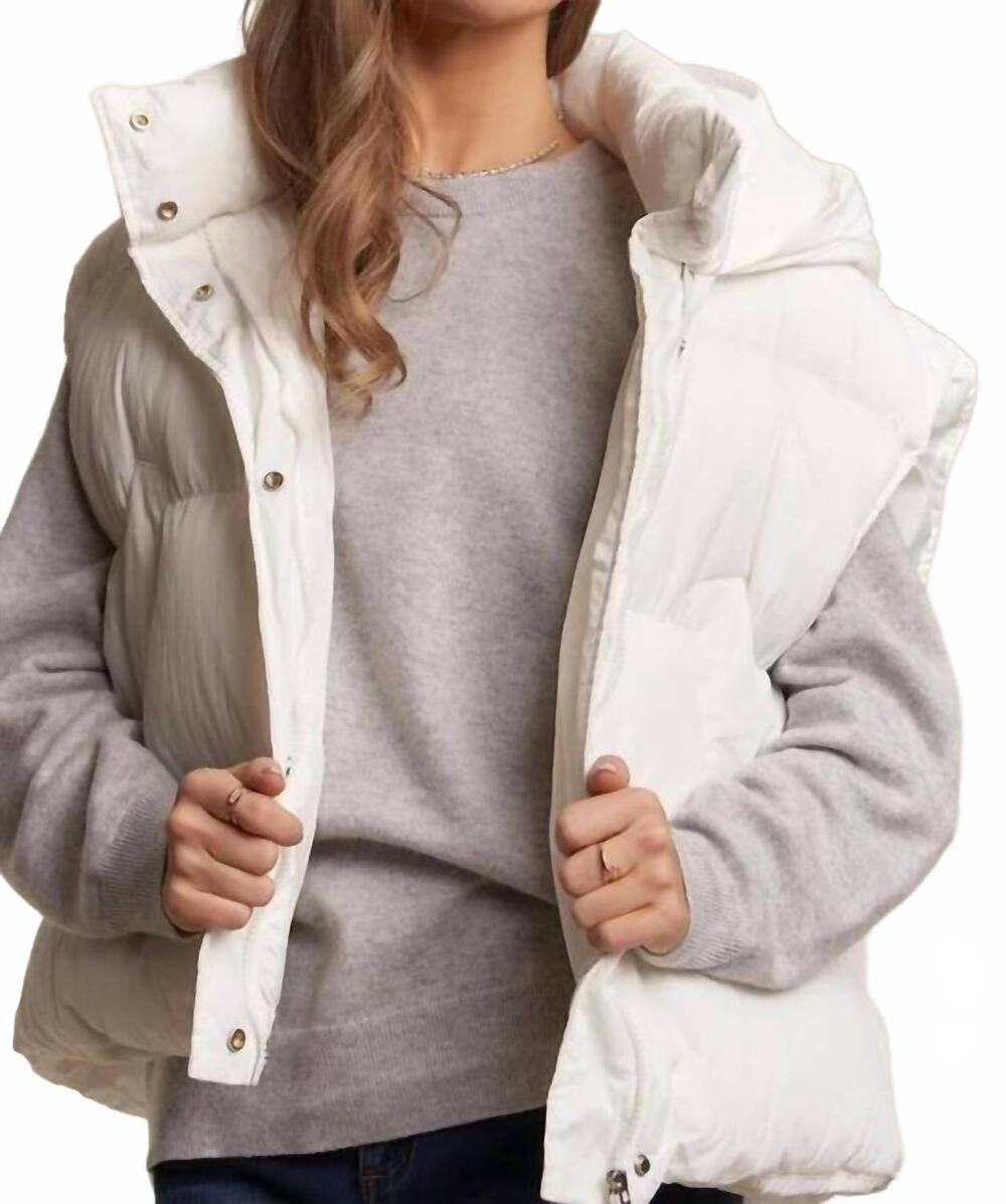 NEW ADORA front zip up puffy hoodie vest in ivory